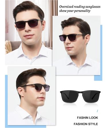 OCCI CHIARI Retro Oversized Reading Sunglasses Men | Stylish Full Lens Sun Readers 1.0 - 3.5 | Black 1.25 - International Shipping Available - Buy Online on GoSupps.com