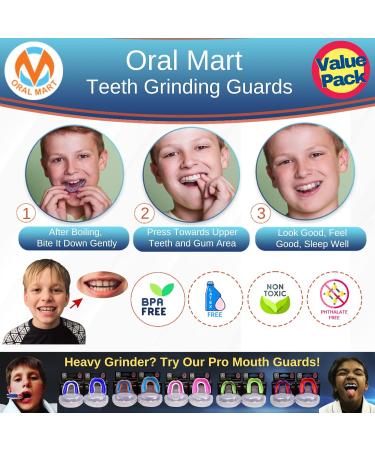 Oral Mart Kids Mouth Guards for Grinding Teeth - 5 Pack Clear Moldable Anti Grinding Teeth Protector for Sleep - Youth Size with Free Case - Buy Online on GoSupps.com