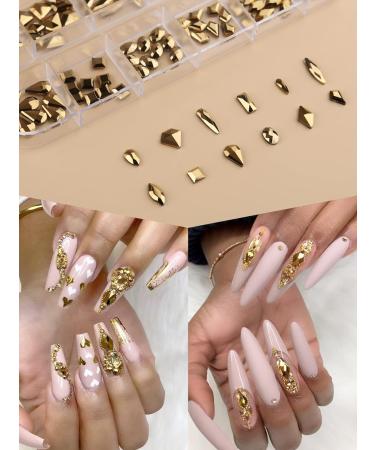 3120 Pcs Gold Crystal Nail Art Rhinestones Kit with Tweezers and Drill Pen - EBANKU - Buy Online on GoSupps.com