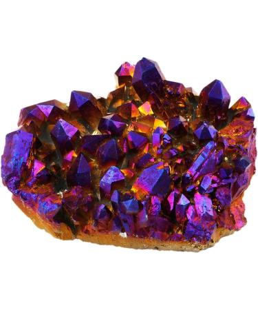 Nupuyai Titanium Coated Bergkristall Druse - Irregular Quartz Geode Crystal Cluster for Reiki & Feng Shui Decoration | Violet Gemstone - Buy Online on GoSupps.com