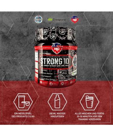 MLO Strong 10 Pre-Workout Booster Powder | Creapure Creatine AAKG Beta-Alanine Citrulline Caffeine | Energy Booster (454g - Green Apple Hurricane) | International Shipping - Buy Online on GoSupps.com