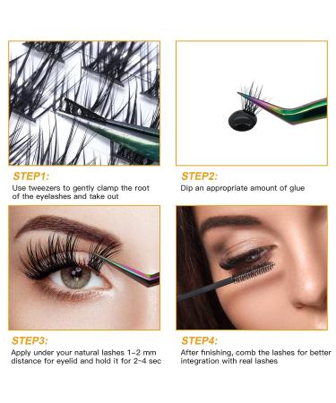 Buy 72 Pcs DIY Individual Eyelash Extensions - Reusable Wispy & Fluffy Eyelashes for Beginners (D-10mm B20) - Perfect for At-Home Use - Buy Online on GoSupps.com