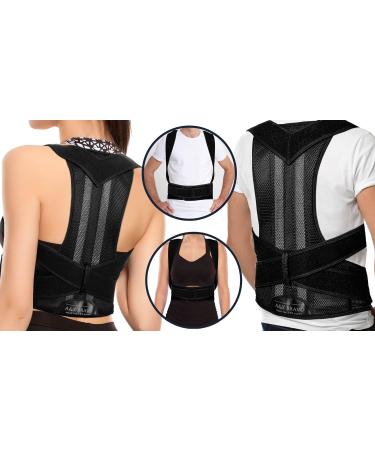 A&X Bravo Posture Corrector for Men and Women - Adjustable Back Straightener for Pain Relief - Posture Corrector & Back Support Belt in Black (XS) - Buy Online on GoSupps.com