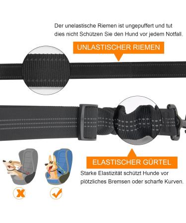 Adjustable Dog Seat Belt - 2-Piece 3-in-1 Reflective Bungee Car Harness for All Breeds | Universal Fit Buckle Hook (Black) - Buy Online on GoSupps.com