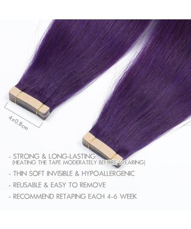 Hotlulana Purple Tape Extensions - 100% Real Hair 20 Inch Invisible Weft 10 Piece Soft & Natural - Buy Online on GoSupps.com