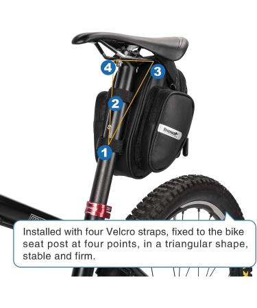 Rhinowalk Bike Saddle Bag with Water Bottle Holder - Black | Mountain & Road Bicycle Under Seat Storage Pack - Buy Online on GoSupps.com