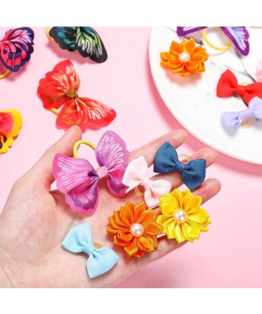 Janinka 36-Piece Dog Hair Bows | Butterfly & Flower Pearls | Elastic Ties for Pets Grooming - Buy Online on GoSupps.com