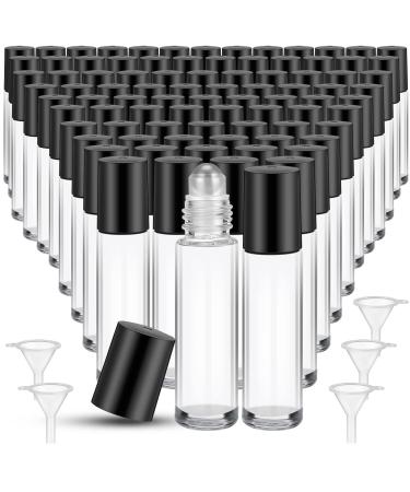 Sumind 150 Pcs Essential Oil Roller Bottles 10 ml Glass Roller Bottles with Stainless Steel Roller Balls Empty Bottles Leak Proof Roll on Bottles with 5 Funnel for Travel Perfume Essential Oil (Clear)