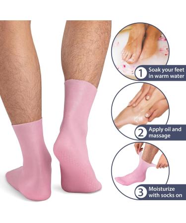 Shop No Lifting X-Large Reusable Silicone Moisturizing Socks for Dry Skin | Non-Slip Spa Socks for Men - Pink & Tan - Buy Online on GoSupps.com