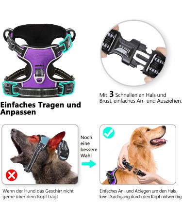 Adjustable No-Pull Dog Harness for Small Dogs - Breathable & Reflective - Purple XS (Chest 33-43cm) - Heele - Buy Online on GoSupps.com