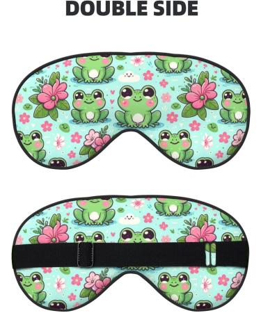 Double-Sided Kawaii Frog & Flowers Eye Mask - Unisex Sleep Shade Cover for Ultimate Comfort - Buy Online on GoSupps.com