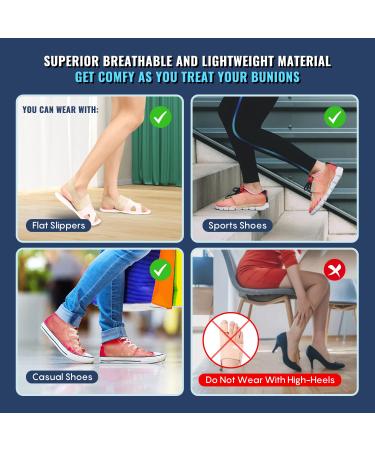 Fit Geno Upgraded Bunion Corrector - 2 Pcs Non-Surgical Toe Corrector for Hallux Valgus Pain Relief - Comfortable & Breathable - Day/Night Support for Men & Women - Buy Online on GoSupps.com