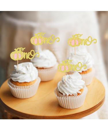 Cyodoos 24Pcs One Pumpkin Cupcake Toppers Glitter Pumpkin Cupcake Picks Little Pumpkin Baby Shower Decorations Fall Harvest Theme Baby Shower Kids Birthday Party Supplies Shiny pink - Buy Online on GoSupps.com