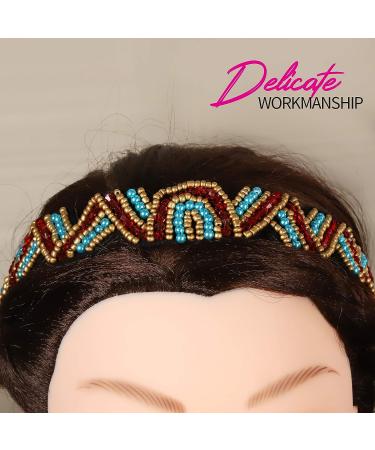 Teenitor Rhinestone Beaded Elastic Jewel Headband Set for Women - Hippie Boho Hair Accessories (5pcs) - Buy Online on GoSupps.com