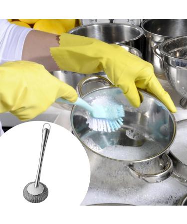 Scourer with Long Handle | Long Handle and Anti-Slip Scrubbers for Dishes Kitchen Utensils for Dishwashing Sink Iron Pots Bowl Plates Non-Stick Pans Maidong - Buy Online on GoSupps.com