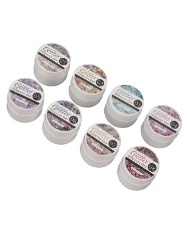 Holographic Reflective Glitter Gel 8 Colors Sparkly Shiny Flashing UV LED Nail Polish Set