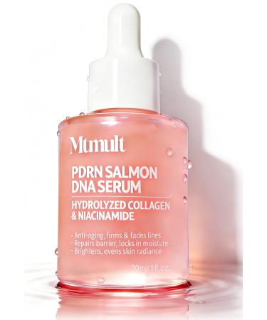 Mtmult Salmon DNA Serum PDRN Salmon DNA with Hydrolyzed Collagen & Niacinamide - Anti-Aging Hydrating Niacinamide Stem Cell Serum for Face 1.01 fl.oz