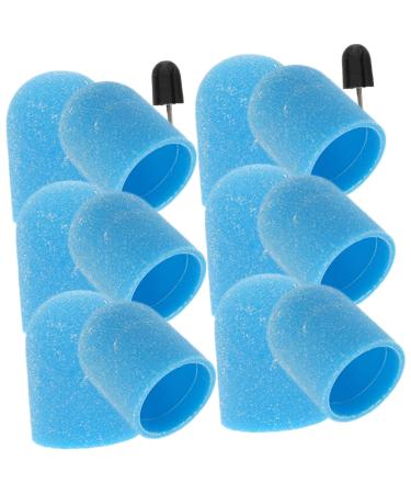 Healeved 1 Set Nail Color Sand Cap Nail Art Polishing Caps Nail Polisher Caps Electric Tool Nail Bit Fine Grit Nail Art Tools Electric Nail File Replacement Sandblasting Nail Flakes Corner 2x1.5cm Blue