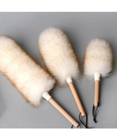 FCSHFC Lambswool Dusters for Cleaning with Solid Wooden Handle Anti-Static Reusable Feather Duster Dust Cleaner for Fan Blinds Furniture Cars(40cm) 40cm White - Buy Online on GoSupps.com