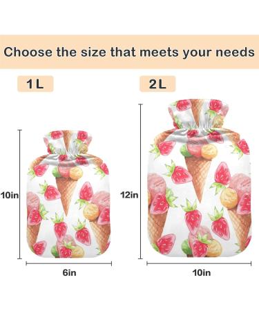 Naanle Watercolor Hot Water Bottle - 1L Transparent Strawberry Ice Cream Design for Pain Relief & Therapy | Ideal for Bed Hands & Feet - Buy Online on GoSupps.com