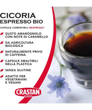 CRASTAN 1870 90 capsules 6 boxes of 15 organic chicory Espresso beverage capsules Nespresso compatible capsules naturally caffeine-free gluten-free 100% made in Italy - Buy Online on GoSupps.com