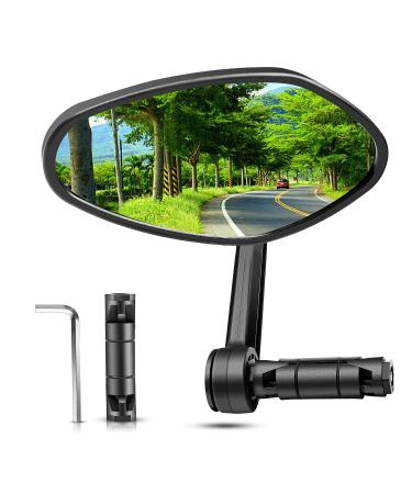 Clhmily & Z bicycle mirror for handlebars convex automotive glass lens drivers wider angle rotatable e-bike mirror elliptical scratch-resistant universal back mirror on the left ...