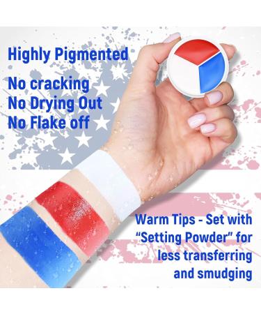Red White Blue Face Body Paint - USA Flag Makeup Palette for 4th of July Independence Day & Patriotic Events - Buy Online on GoSupps.com