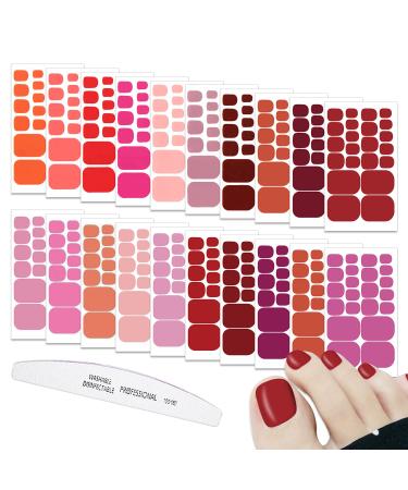 WOKOTO 20 Sheets Toenails Nail Polish Stickers Full Nail Wraps for Women Red Nail Art Sticker Self Adhesive Nail Gel Stickers for Toes Nail Color Strips with Nail File Nail Polish Wraps for Toenails KIT4 Pink Series - Buy Online on GoSupps.com