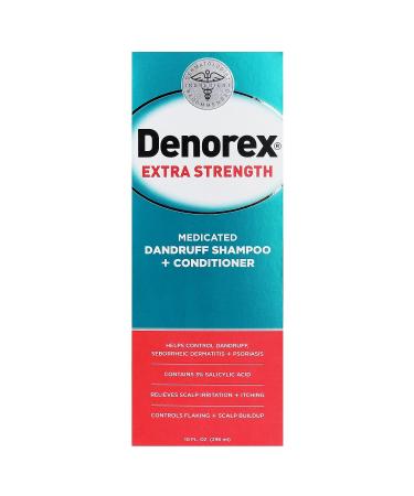 Denorex Extra Strength Anti Dandruff Shampoo & Conditioner Treatment 10oz - 3% Salicylic Acid for Dandruff, Seborrheic Dermatitis & Psoriasis - Buy Online on GoSupps.com