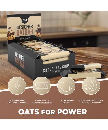 ESN Designer OAT Bar Box - Chocolate Chip 12 x 100g | Power-Packed Oat Batch Perfect for On-The-Go | Quality Tested & Made in Germany - Buy Online on GoSupps.com