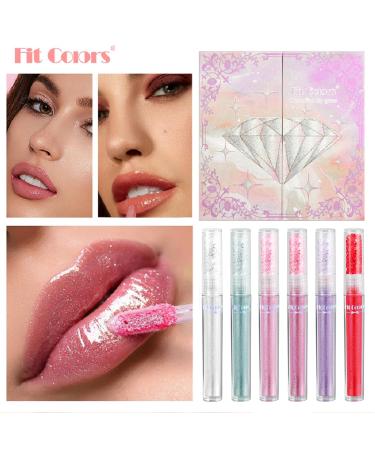 6PCS Luminous Lip Gloss Set - Shimmery Glitter & Hydrating Lipsticks in Berry Pink Nude Red Purple Orange - Lightweight Moisturizer for Gorgeous Lips - Buy Online on GoSupps.com