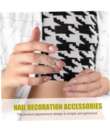 Beatifufu Nail Butterfly Ornaments Pearl Decor Finger Jewelry Accessories Nail Art Decoration Opening Rings Fingernail Rings Nail Embellishments Nail Art Charm Rings for Copper Inlaid Zircon Golden 3.5X1.5X1.5CM - Buy Online on GoSupps.com