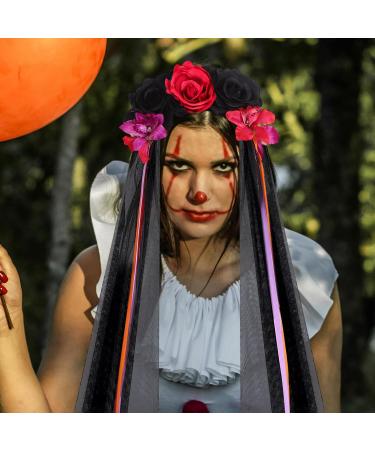 Beaupretty Halloween Rose Headband Flower Veil Headband Skull Hair Band Day of The Dead Headpiece Mexican Flower Headband Multi - Buy Online on GoSupps.com