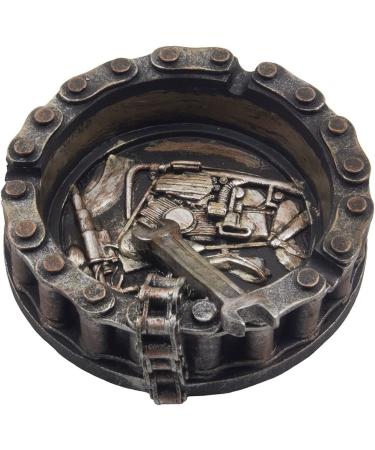 Motorcycle Chain Ashtray with Wrench and Bike Motif - Perfect for Biker Bars and Harley Mechanics - Unique Smoking Room Decor for Men - Buy Online on GoSupps.com