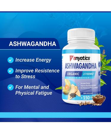 Ashwagandha with Black Pepper - Improve Resistance to stress Stress & Increase Energy. For Mental & Physical Fatigue. Potent 2700mg (per serving) of Pure Ashwagandha Root. 150 Capsules. - Buy Online on GoSupps.com