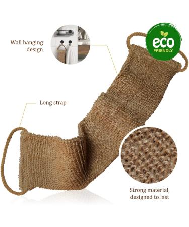 Set of 2 Hemp Exfoliating Body Scrubbers for Deep Cleaning - Natural Back Scrubber for Shower, Men and Women - Long Back Washer Sleeve & Bath Scrub Mitten for Skin Relaxation - Buy Online on GoSupps.com