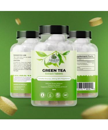 Amazing Botanicals Green Tea Extract Tablets - Camellia Sinensis, 200mg 50% Polyphenols | Daily Wellness Supplement | Non-GMO, Gluten Free - 30 Count - Buy Online on GoSupps.com