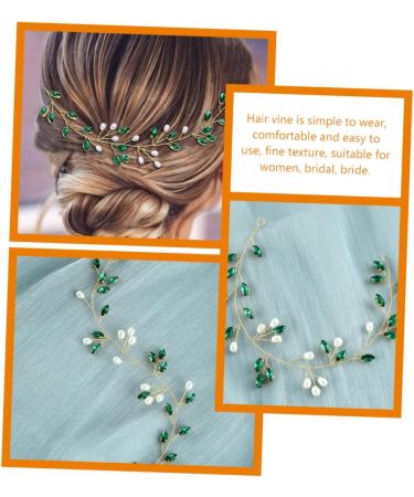 Healeved Wedding Bride Hair Vine Wedding Hair Accessories for Bridal Decorative Hair Vine Hair Vines for Wedding Hairstyles Hair Vine for Wedding Bride Hair Accessories Pearl Rhinestones 20.5x3.5x0.5cm Green - Buy Online on GoSupps.com