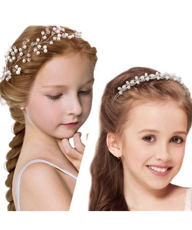 WILLBOND 2 Pieces Flower Girls Headpiece Princess Wedding Faux Pearls Rhinestone Headband Bridal Crystal Hairband Tiara for Flower Girls Toddler Crown Wedding Party Hair Accessory - Buy Online on GoSupps.com