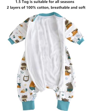 Chilsuessy Baby Sleeping Bag with Feet 1.5 Tog | Jungle Animals | 100% Cotton | Infant Toddler Wearable Blanket | 70/1-2 years - Buy Online on GoSupps.com