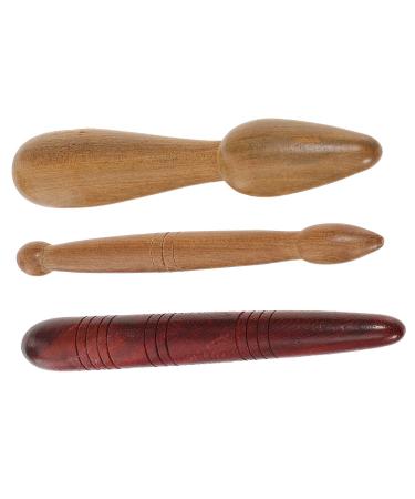 Gleavi 3 pieces of wooden stick massage tools Home tools Manual massage tools Face port of Guasha massage tools Wood massage board point massager massage tab