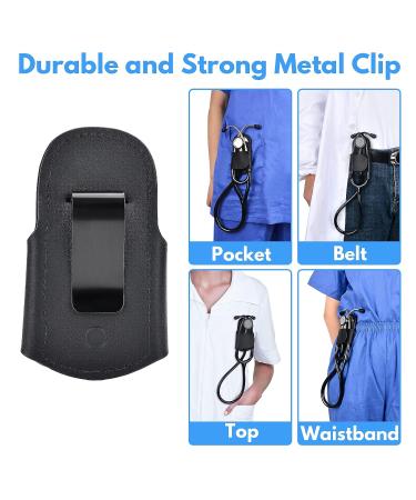 Stethoscope Holder Genuine Leather Hip Clip - Black | Fits Littmann, MDF, ADC, EKO | Stethoscope Accessories for Scrubs - Buy Online on GoSupps.com