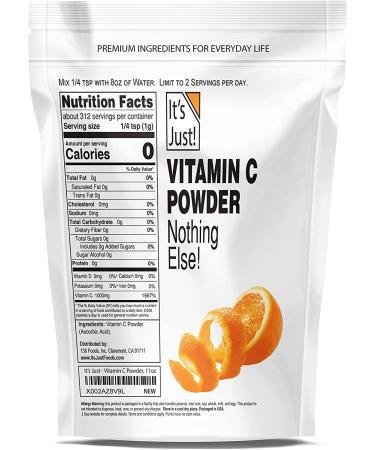 Pure Ascorbic Acid Vitamin C Powder - 100% Food Grade for Immune Support and Homemade Cosmetics - 11oz - Buy Online on GoSupps.com