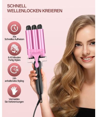 Professional Hair Curler with Curling Cone - 25mm Ceramic Curling Iron for Perfect Curls and Wavy Hair - 3 Head Curler Quick - Buy Online on GoSupps.com