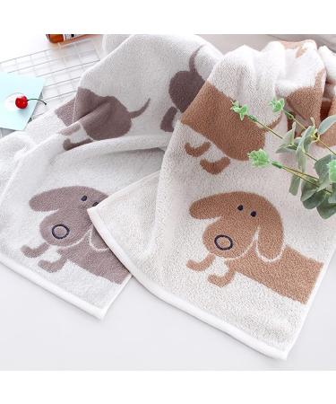 Kissvian 2 Pack Pure Cotton Hand Bath Towel Set - Cartoon Dog Pattern - Soft & Absorbent Washcloths - Size 13.4 x 28.4 - Buy Online on GoSupps.com