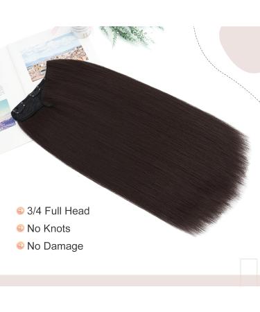 TESS Hair Extensions Synthetic Long Straight Hair Pieces 18 Inch Clip in One Pieces Hair Extensions Long Clips Hair Extension for Women 160g 6A Brown black - Buy Online on GoSupps.com