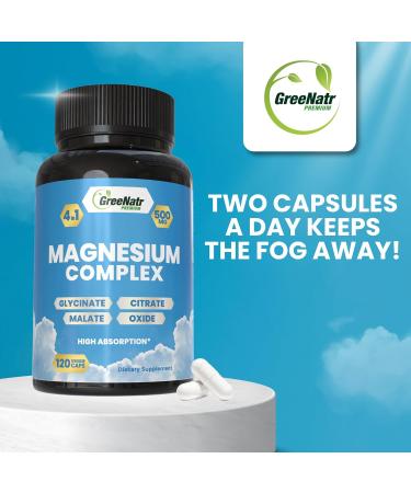 GreeNatr Magnesium Complex Supplement - Magnesium Supplements with Glycinate Citrate Malate & Oxide - Magnesium Tablets for Digestion Sleep Heart Health & Energy - Magnesium Vitamins 120 Counts 120 Count (Pack of 1) - Buy Online on GoSupps.com