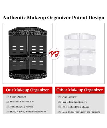 360 Rotating Black Makeup Organizer | 7 Layers Large Capacity Cosmetic Storage | Acrylic Organizers for Brushes, Lipsticks | Bathroom Vanity - Buy Online on GoSupps.com