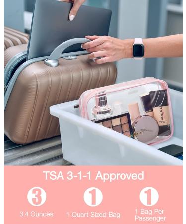 BAGSMART Clear Toiletry Bag 2 Pack - TSA Approved Quart Size Travel Accessories for Women (Pink-2pcs) - Buy Online on GoSupps.com