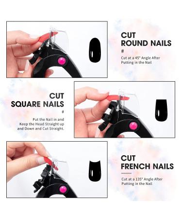 Adjustable Stainless Steel Acrylic Nail Clipper with Measuring Gauge - Professional False Nail Trimmer for Acrylic Nails - Perfect Manicure Tool for Home and Salon Use (Black) - Buy Online on GoSupps.com